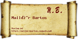 Mallár Bartos névjegykártya